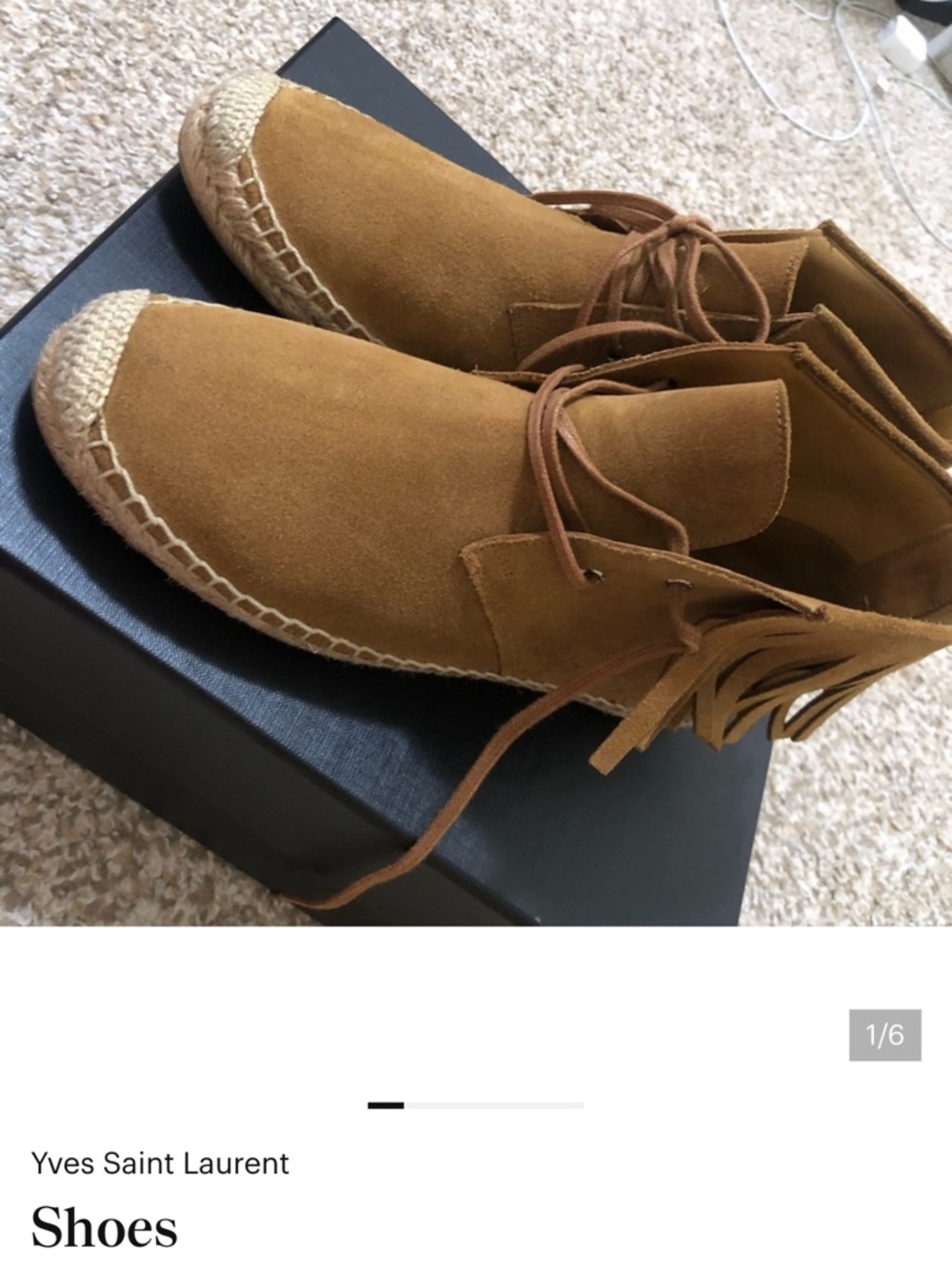 Yves Saint Laurent Tan Suede Espadrille Boots